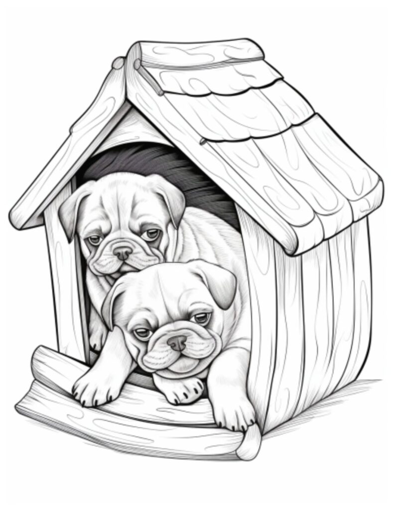 Playful Pug Coloring Pages Printable 12