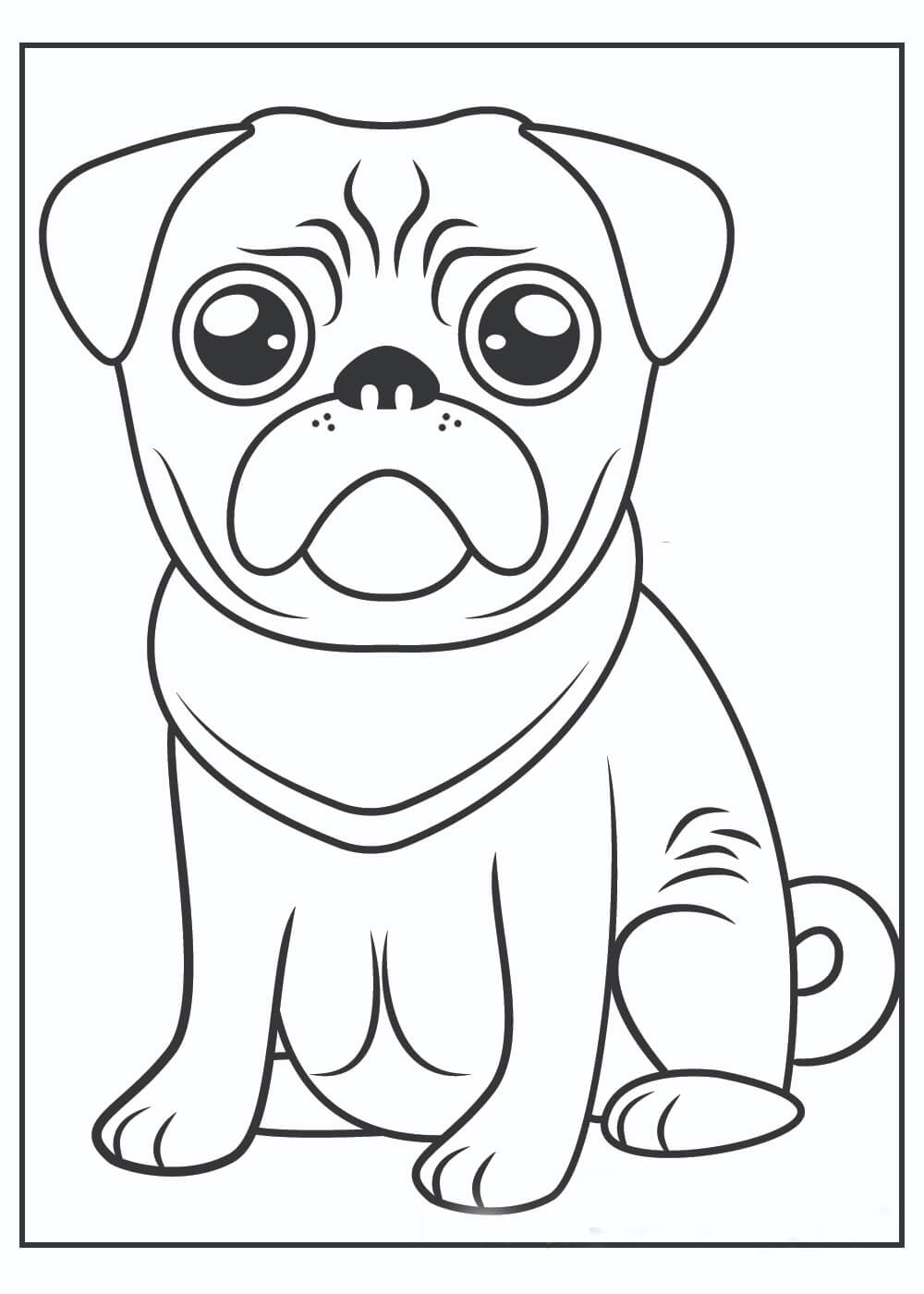 Playful Pug Coloring Pages Printable 17