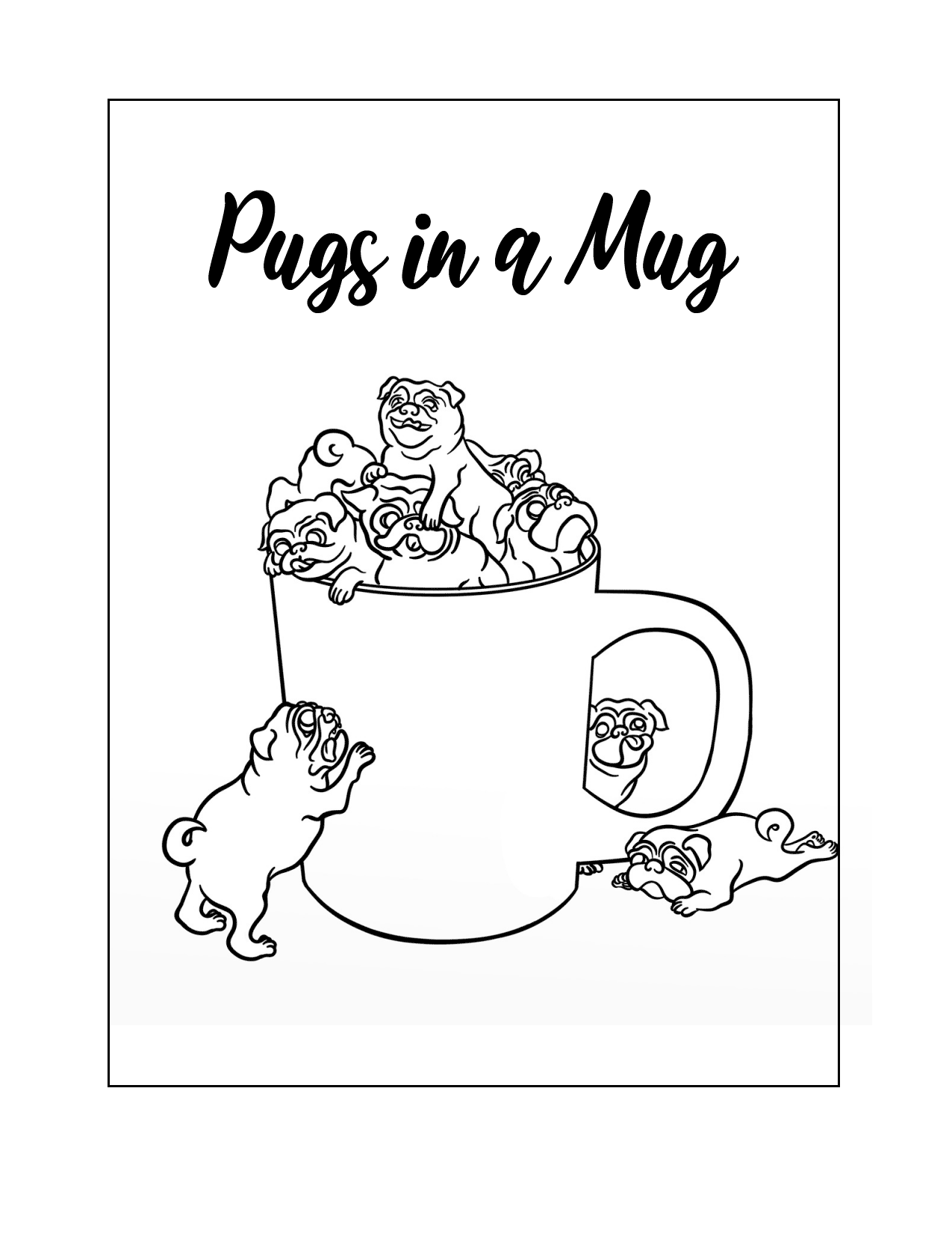 Playful Pug Coloring Pages Printable 20