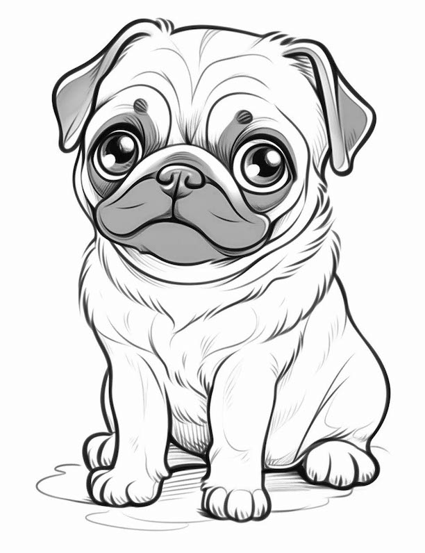 Playful Pug Coloring Pages Printable 21