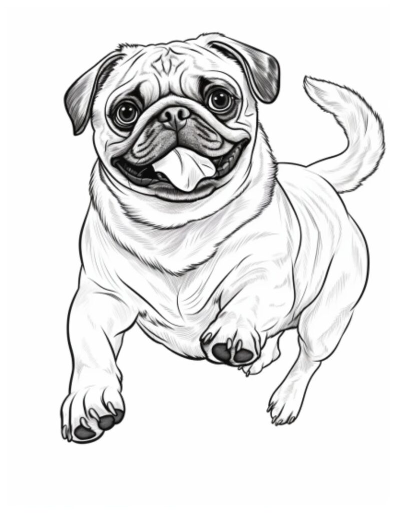 Playful Pug Coloring Pages Printable 25