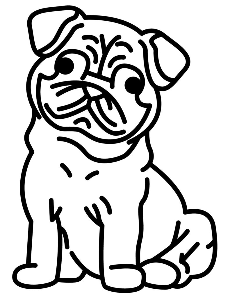 Playful Pug Coloring Pages Printable 26