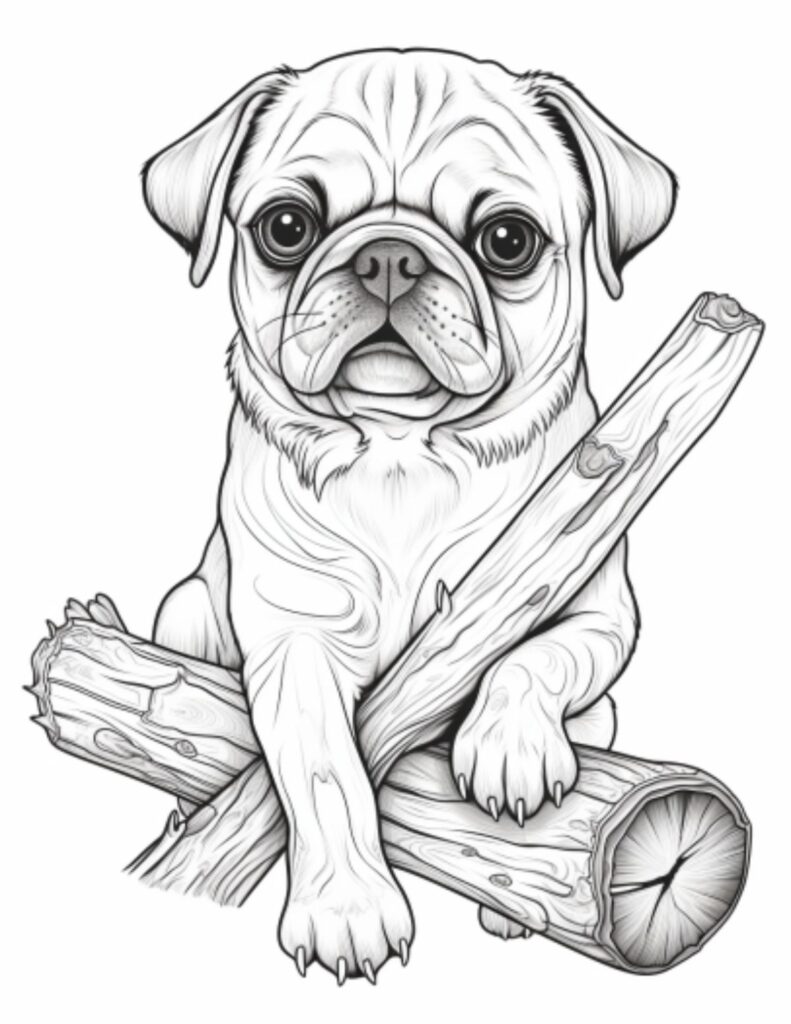 Playful Pug Coloring Pages Printable 27