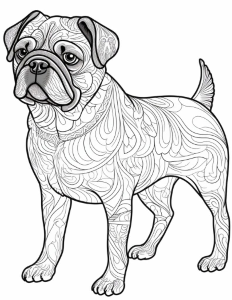 Playful Pug Coloring Pages Printable 28