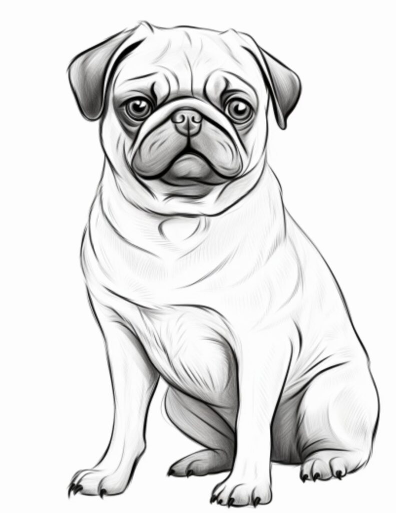 Playful Pug Coloring Pages Printable 32