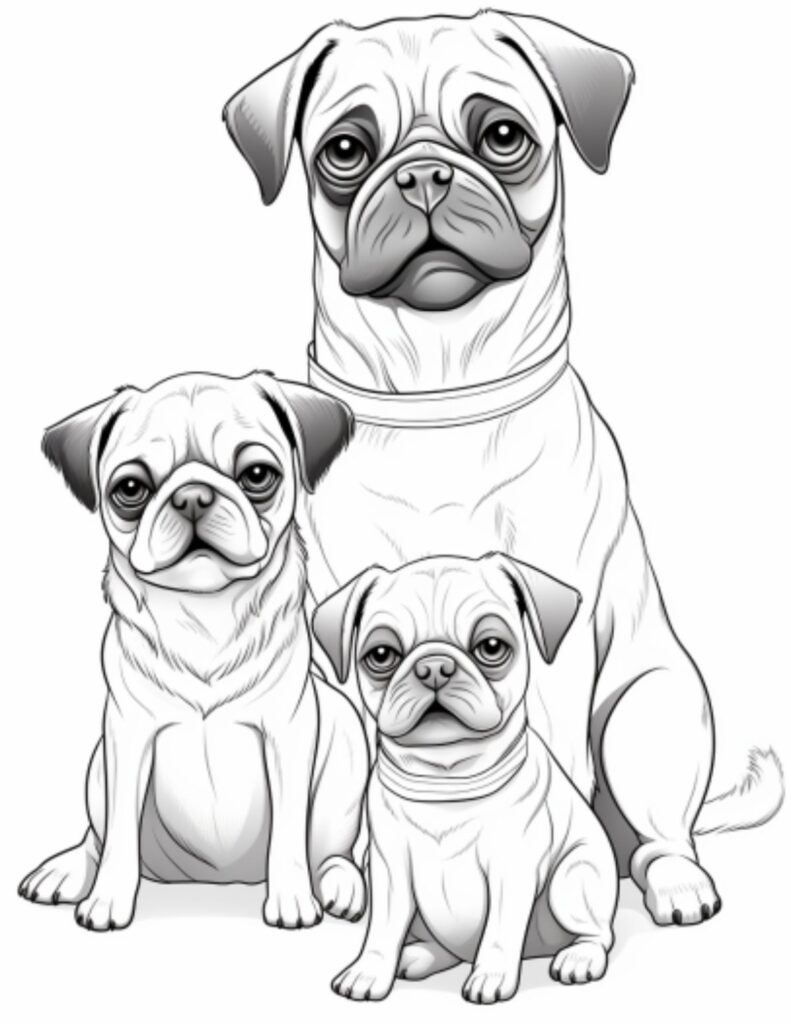 Playful Pug Coloring Pages Printable 4