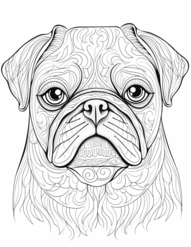 Playful Pug Coloring Pages Printable 7