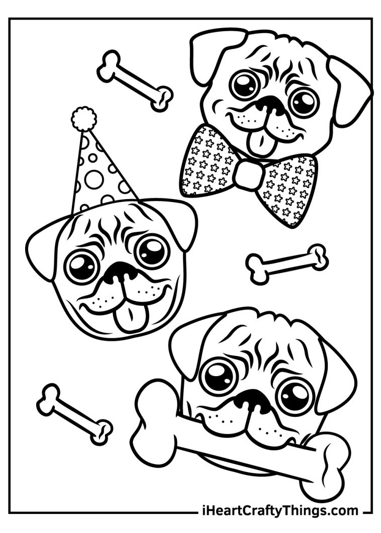 Playful Pug Coloring Pages Printable 8