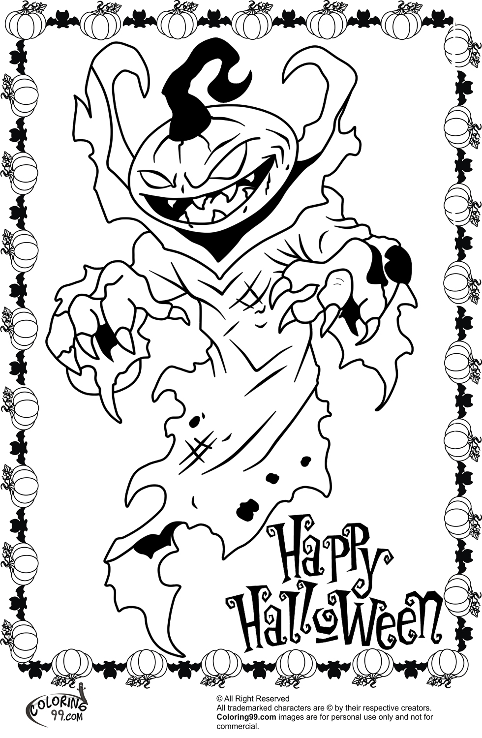 Spooky Halloween Coloring Pages Printable 1