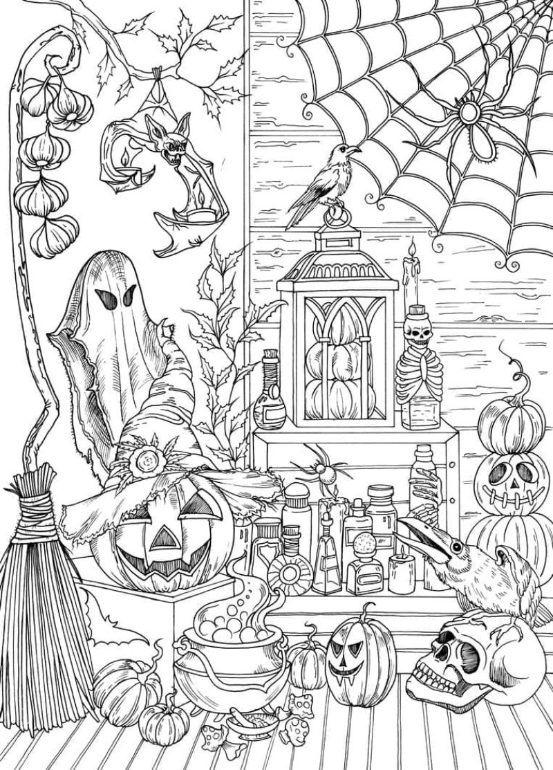 Spooky Halloween Coloring Pages Printable 16