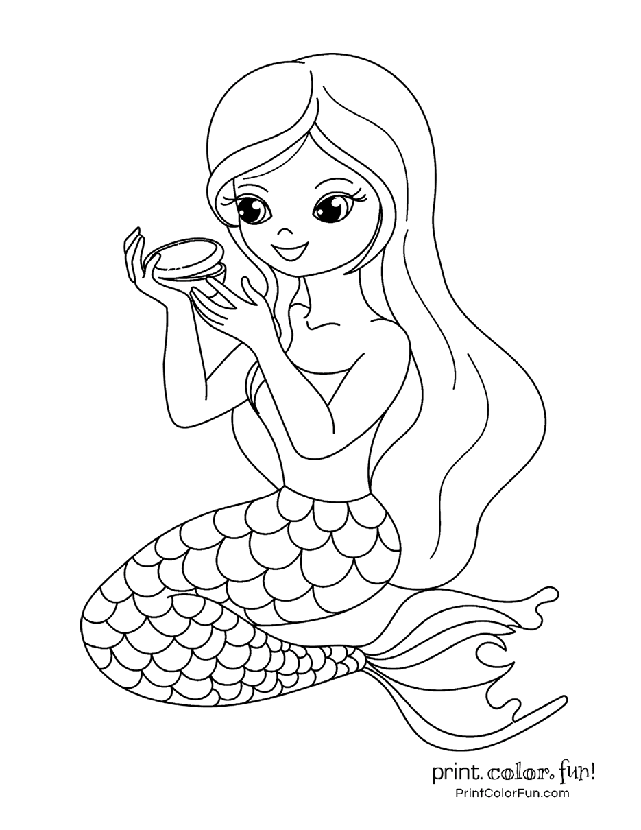 30 Easy Mermaid Coloring Pages Printable 1