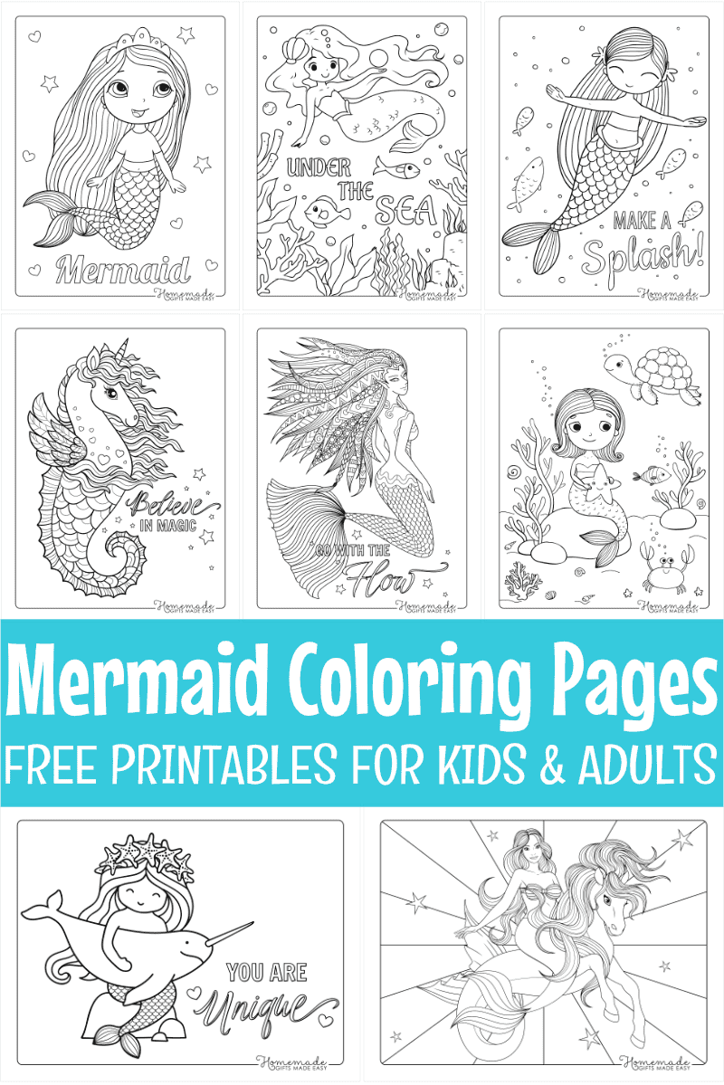 30 Easy Mermaid Coloring Pages Printable 13