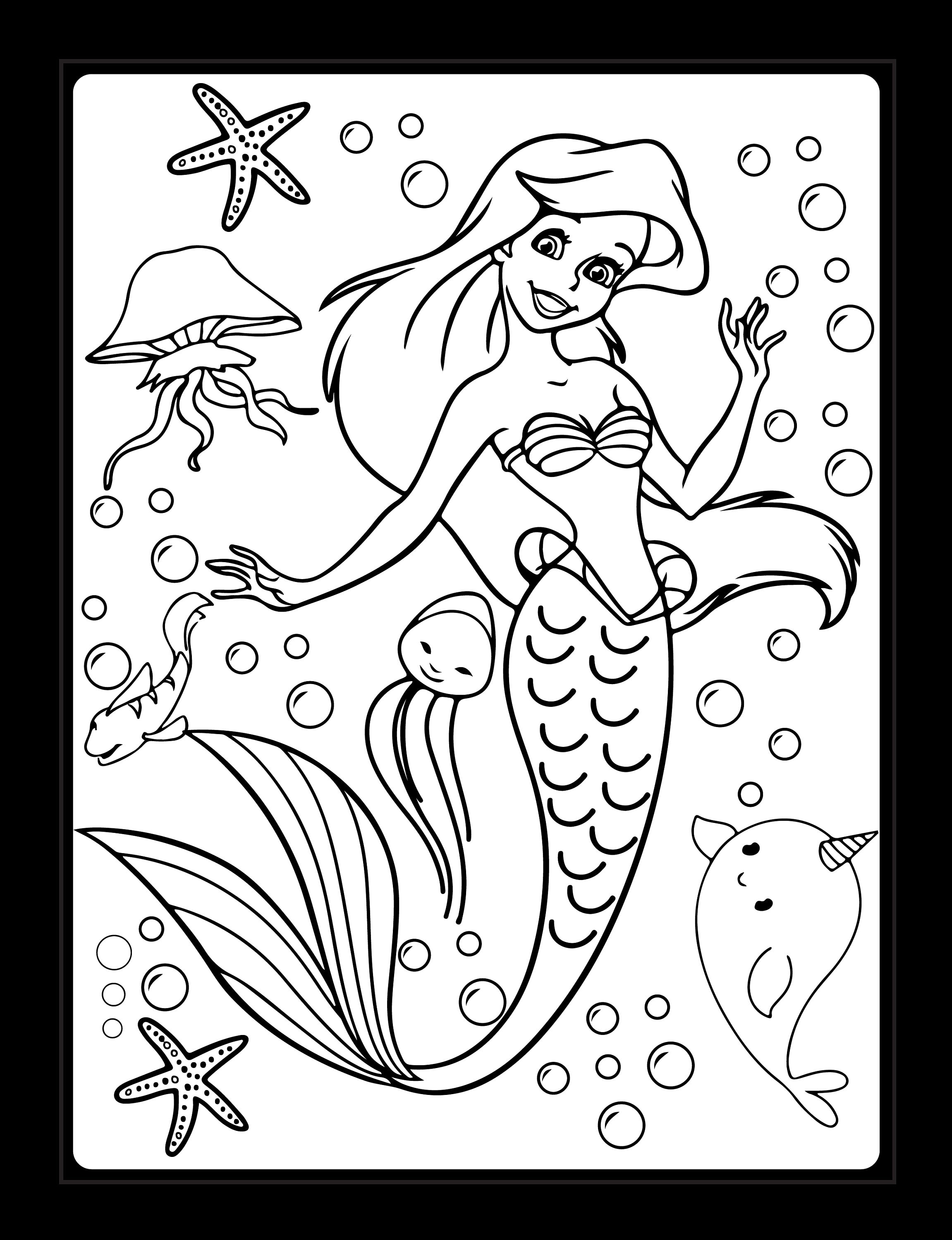 30 Easy Mermaid Coloring Pages Printable 14