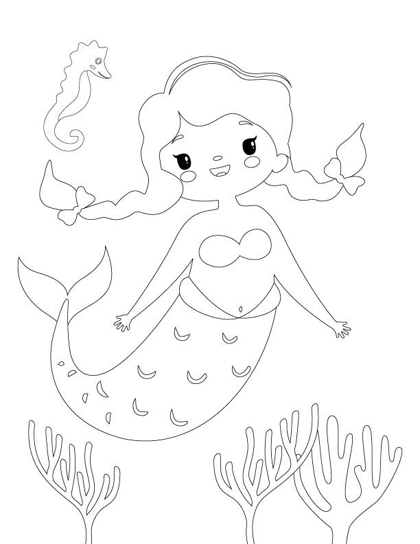 30 Easy Mermaid Coloring Pages Printable 15