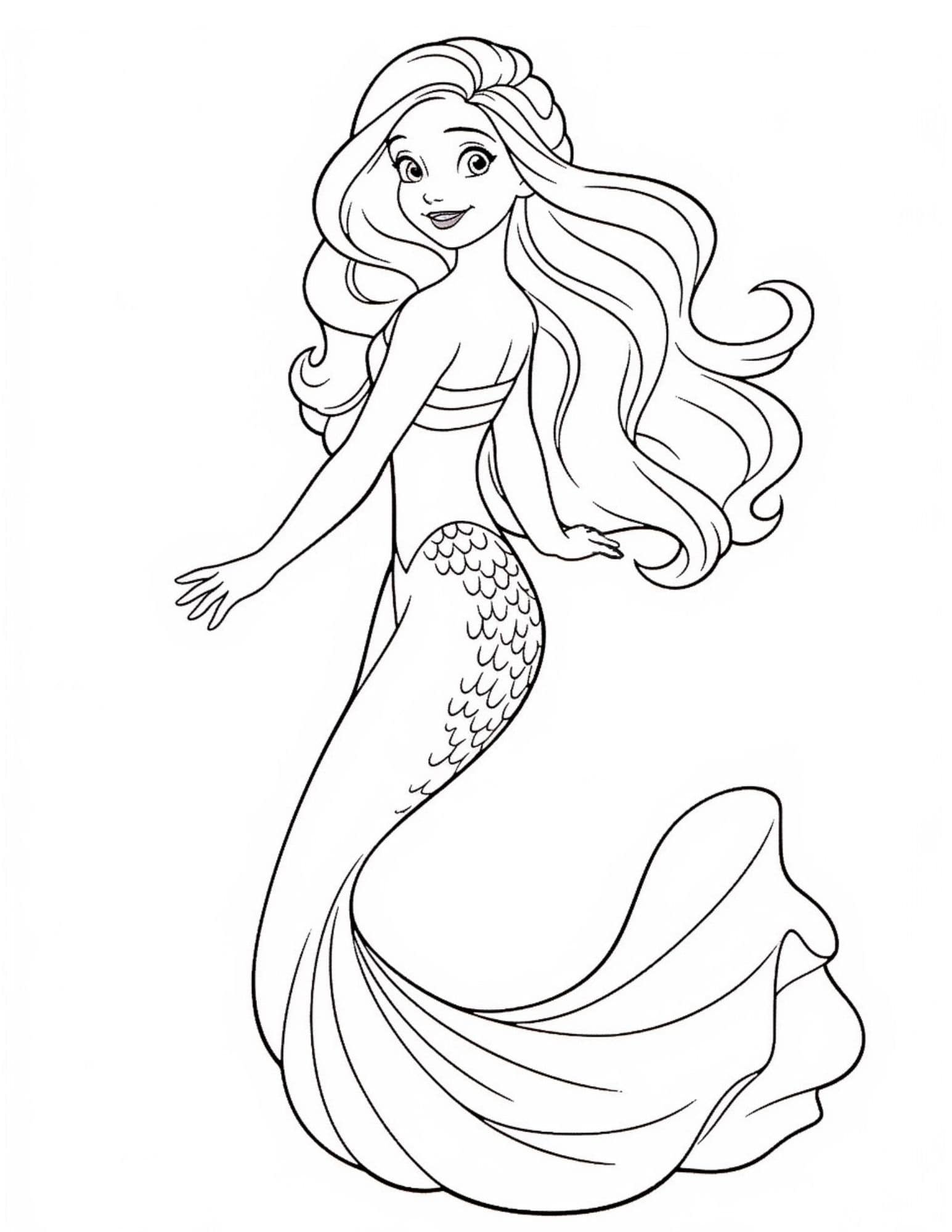 30 Easy Mermaid Coloring Pages Printable 19