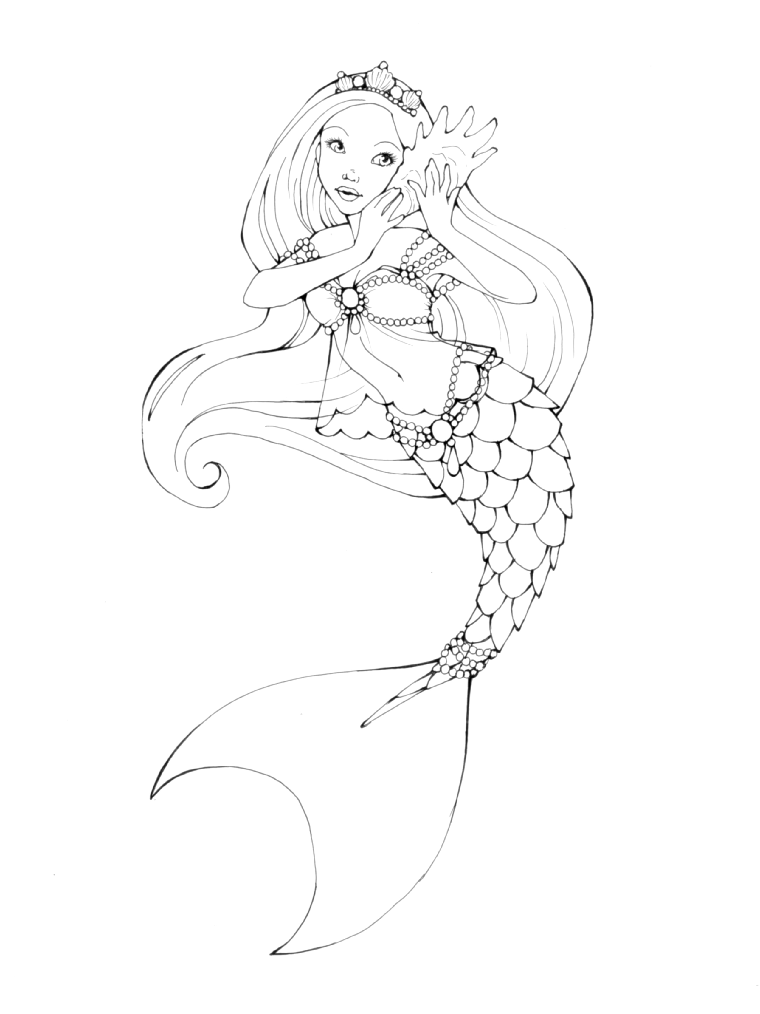 30 Easy Mermaid Coloring Pages Printable 22