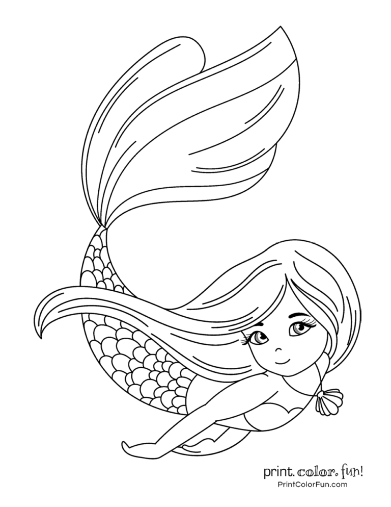 30 Easy Mermaid Coloring Pages Printable 25