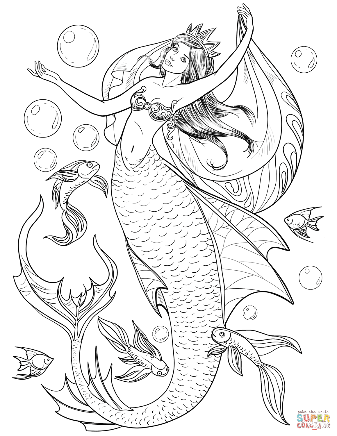 30 Easy Mermaid Coloring Pages Printable 26