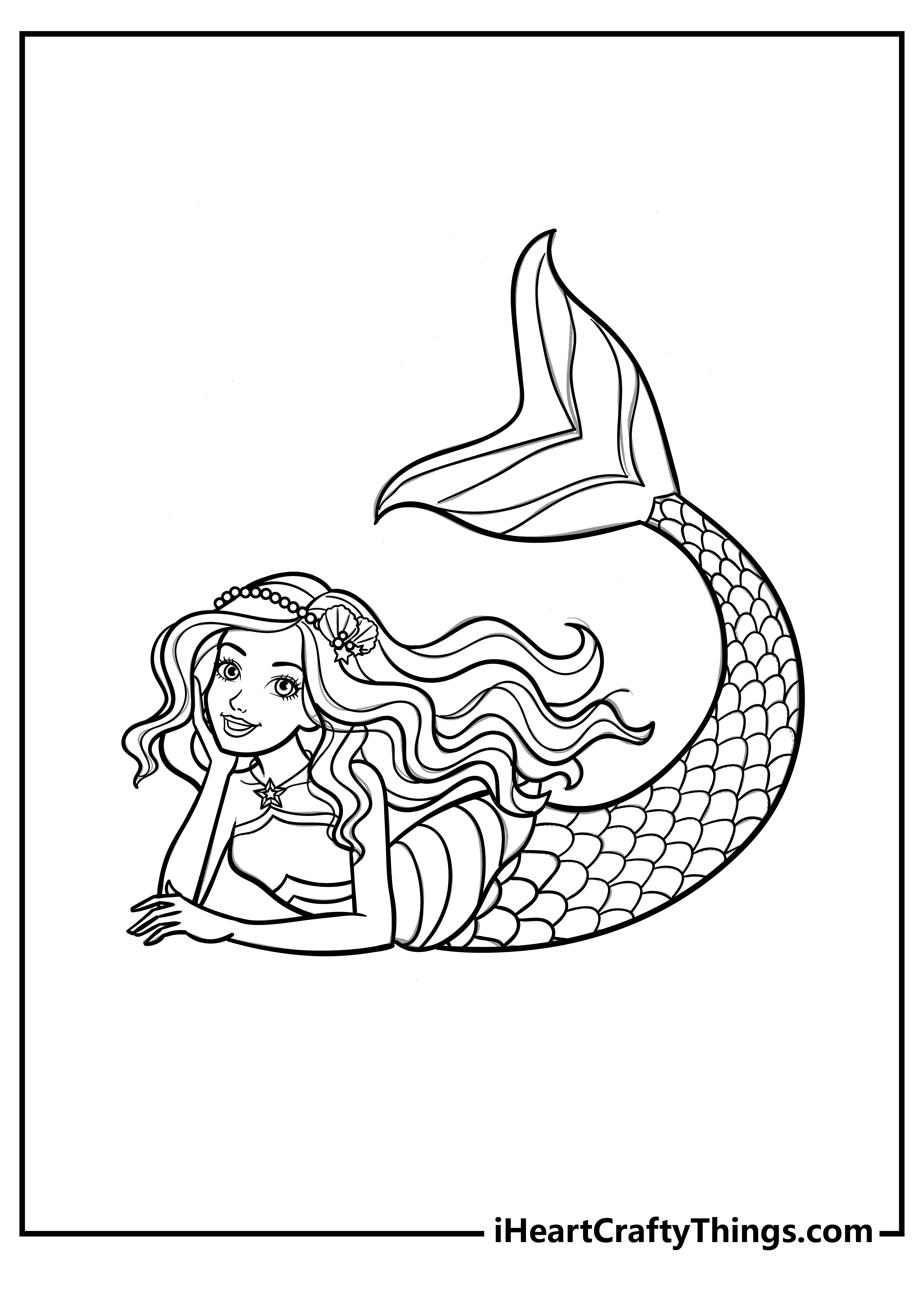 30 Easy Mermaid Coloring Pages Printable 28