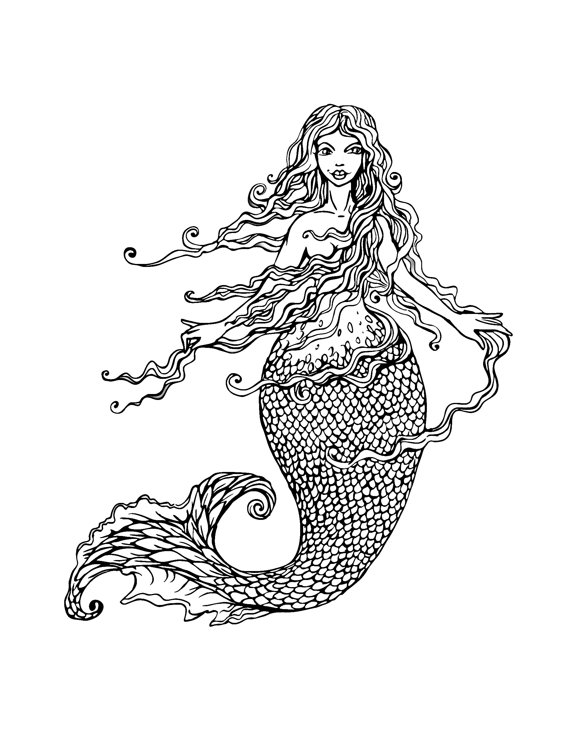 30 Easy Mermaid Coloring Pages Printable 29