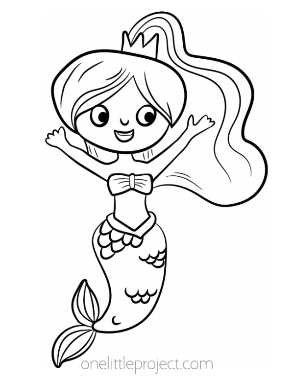 30 Easy Mermaid Coloring Pages Printable 3