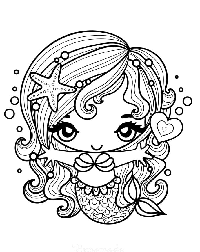 30 Easy Mermaid Coloring Pages Printable 30