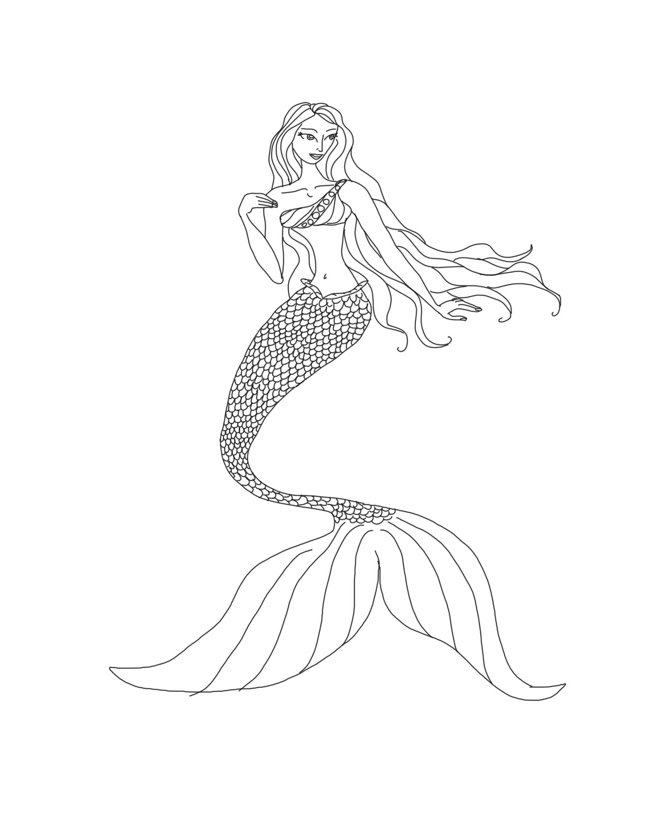 30 Easy Mermaid Coloring Pages Printable 4