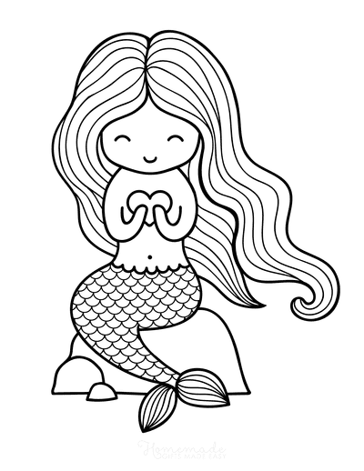 30 Easy Mermaid Coloring Pages Printable 6