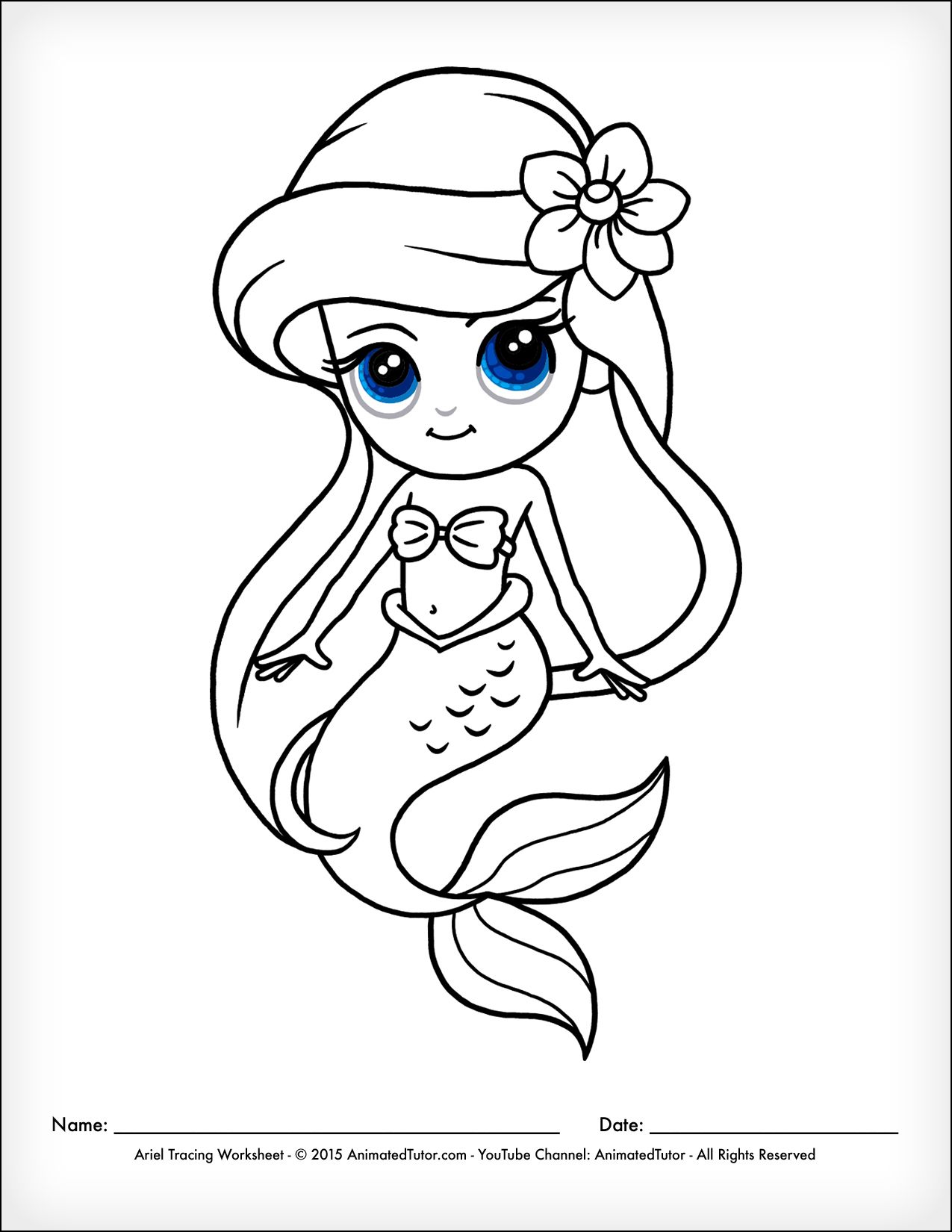 30 Easy Mermaid Coloring Pages Printable 7