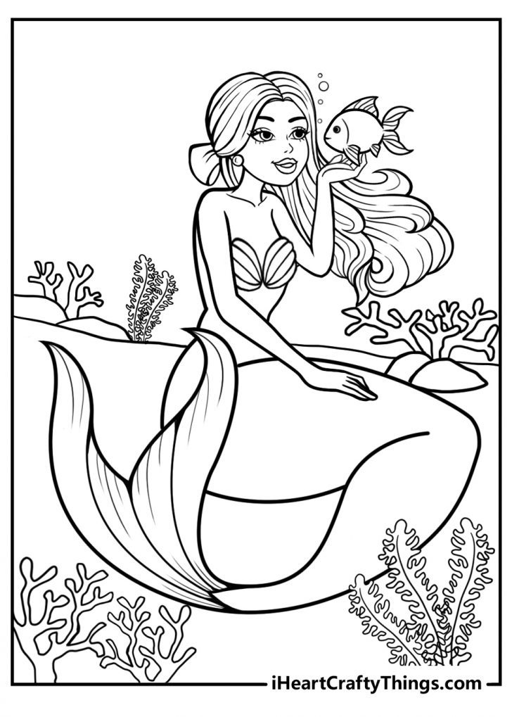 30 Easy Mermaid Coloring Pages Printable 8