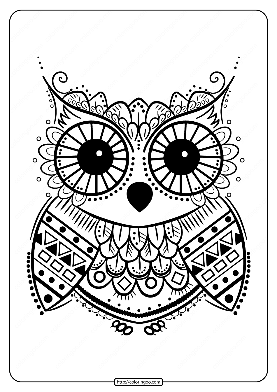 30 Free Printable Owl Coloring Pages for Adults 11