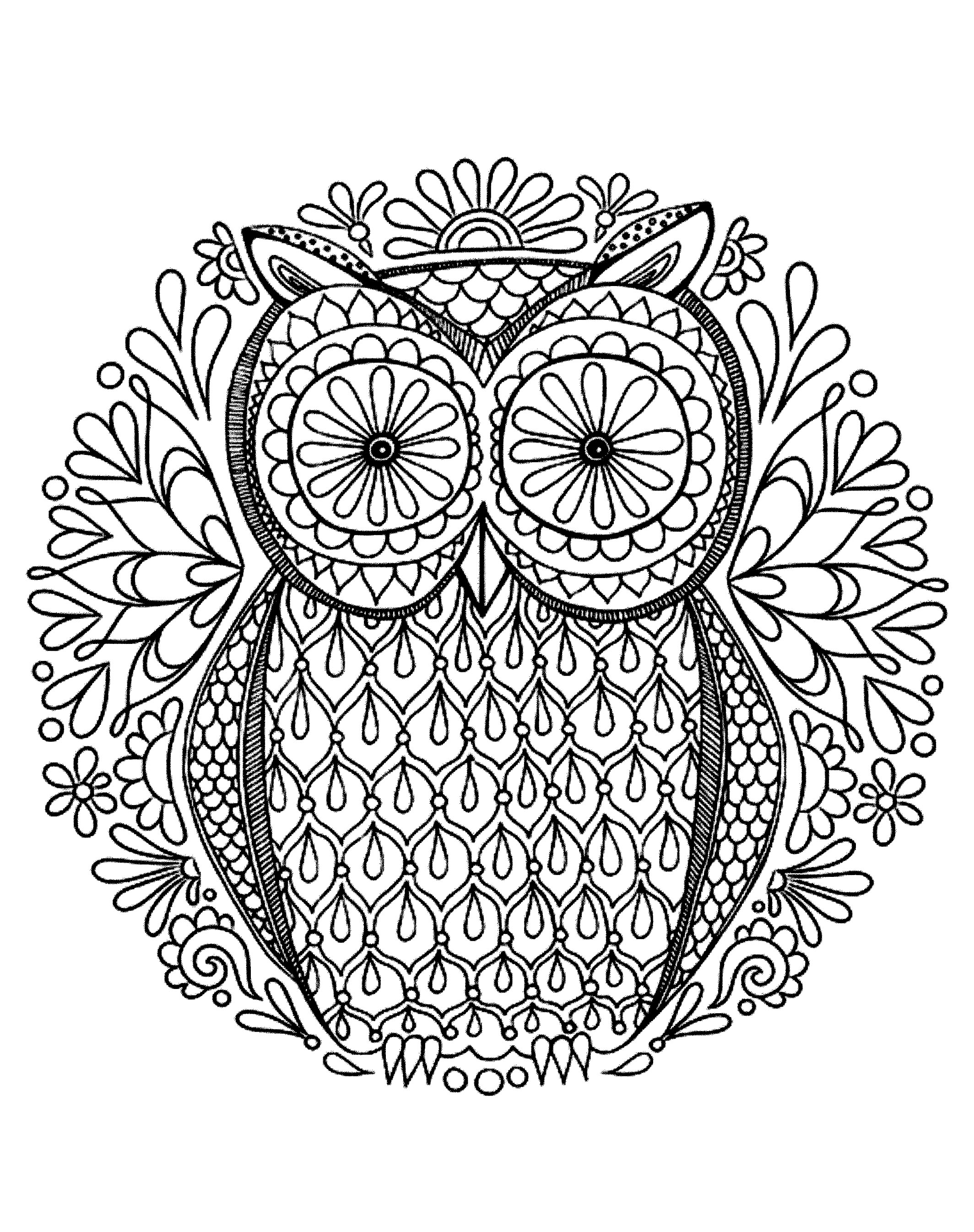 30 Free Printable Owl Coloring Pages for Adults 4