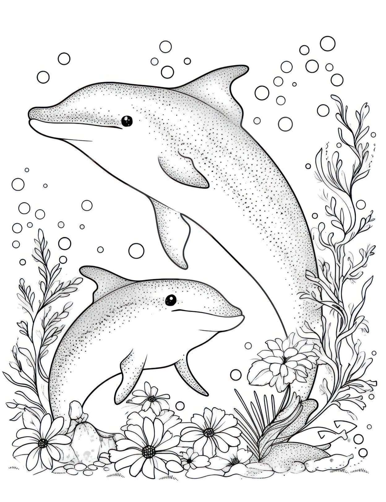 30 Playful Dolphins Coloring Pages Printable 11