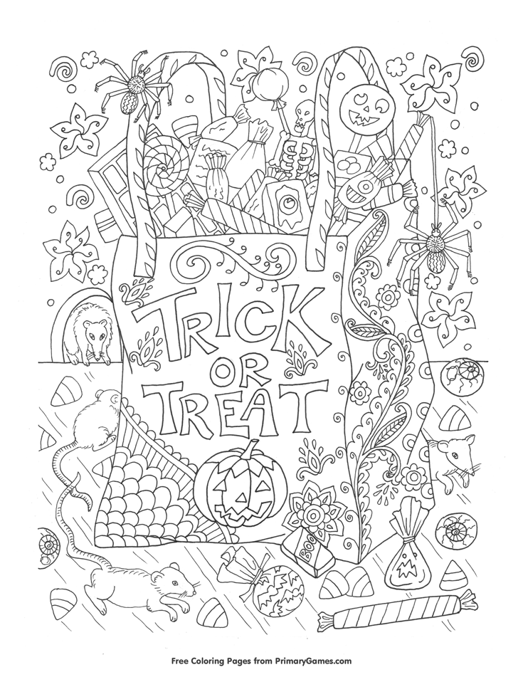 30 Printable Trick or Treat Coloring Pages 17