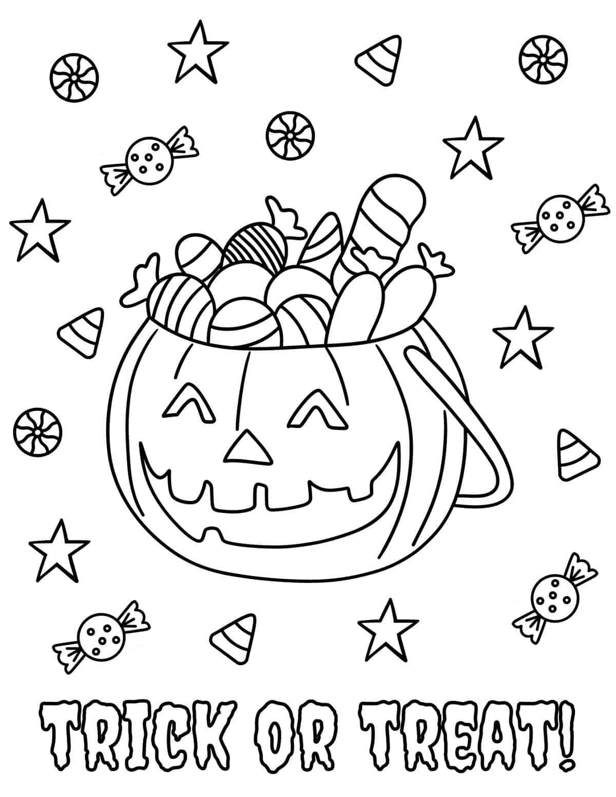 30 Printable Trick or Treat Coloring Pages 23