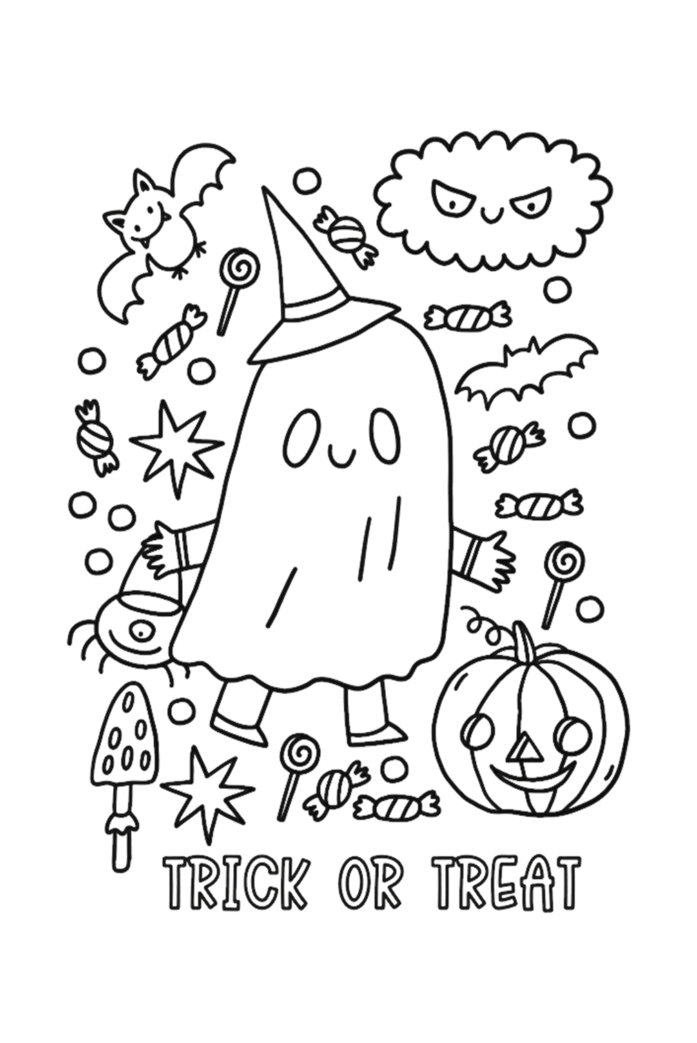 30 Printable Trick or Treat Coloring Pages 26