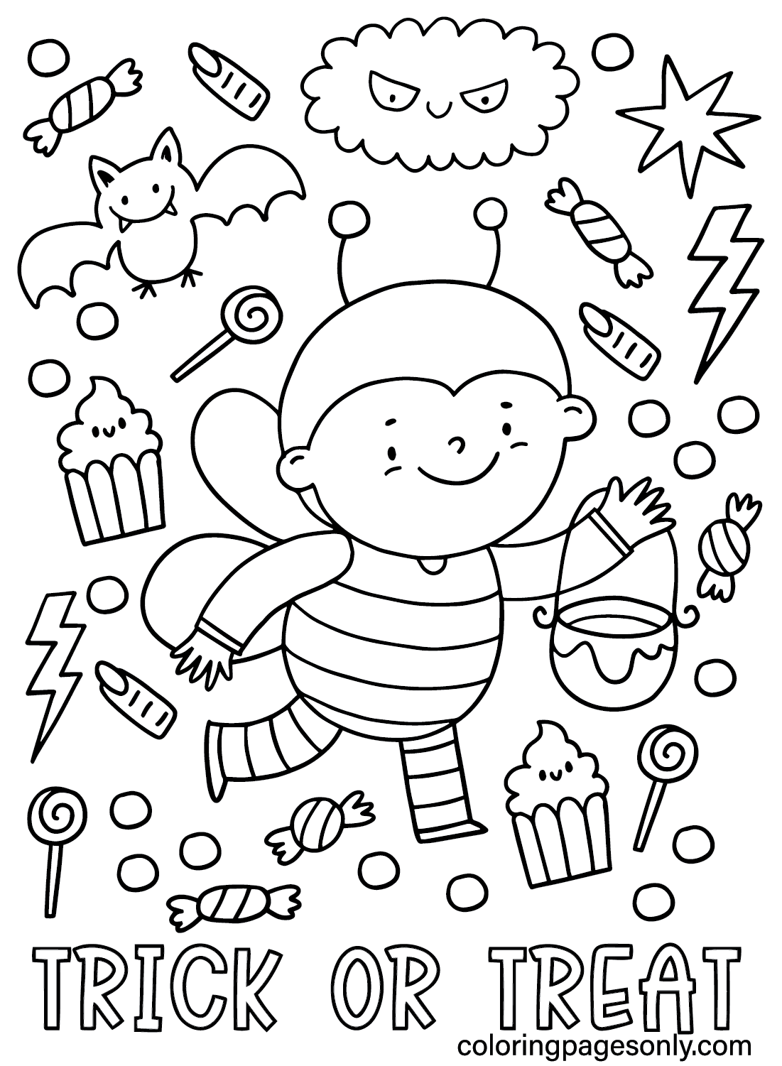 30 Printable Trick or Treat Coloring Pages 4