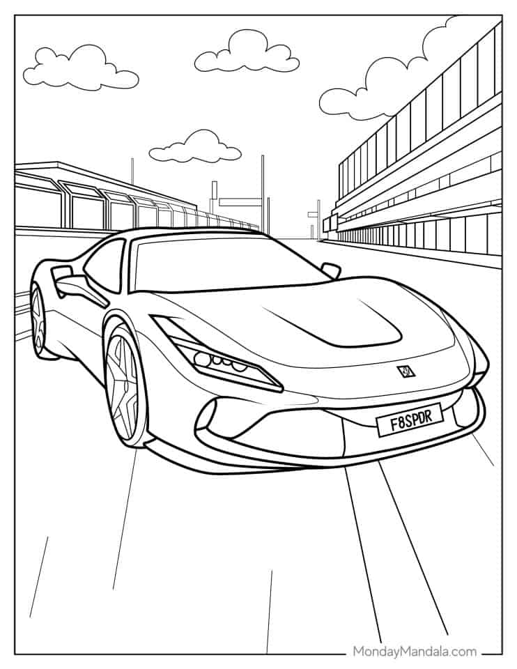 30 Sleek Ferrari Coloring Pages Printable 3