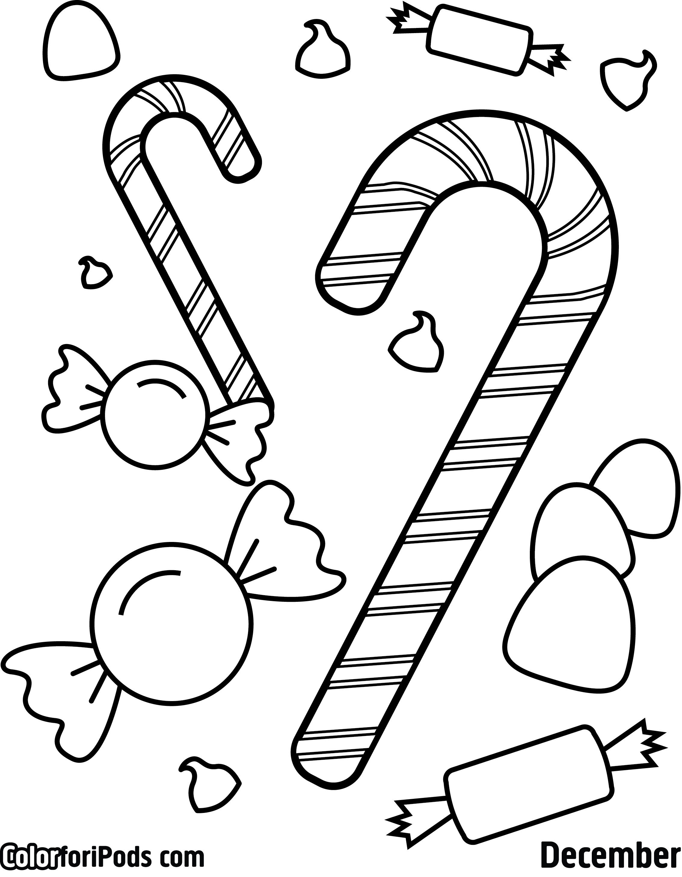 30 Sweet Candy Cane Coloring Pages for Kids Printable 32