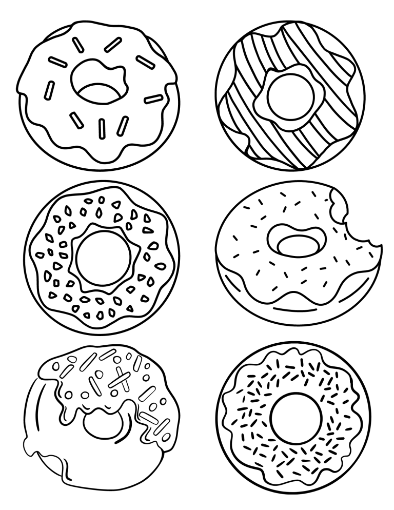 31 Donut Coloring Pages Printable 1