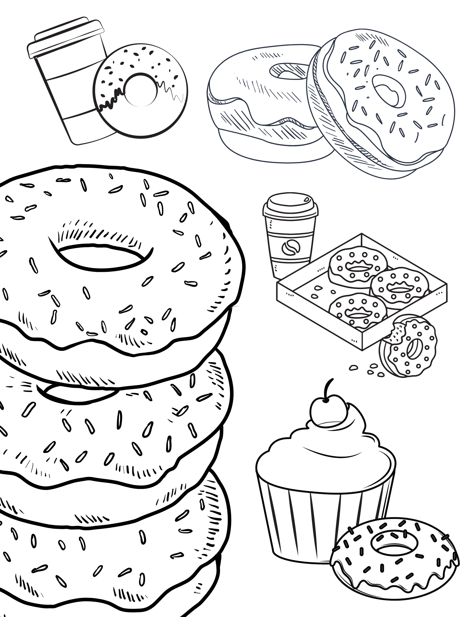 31 Donut Coloring Pages Printable 23