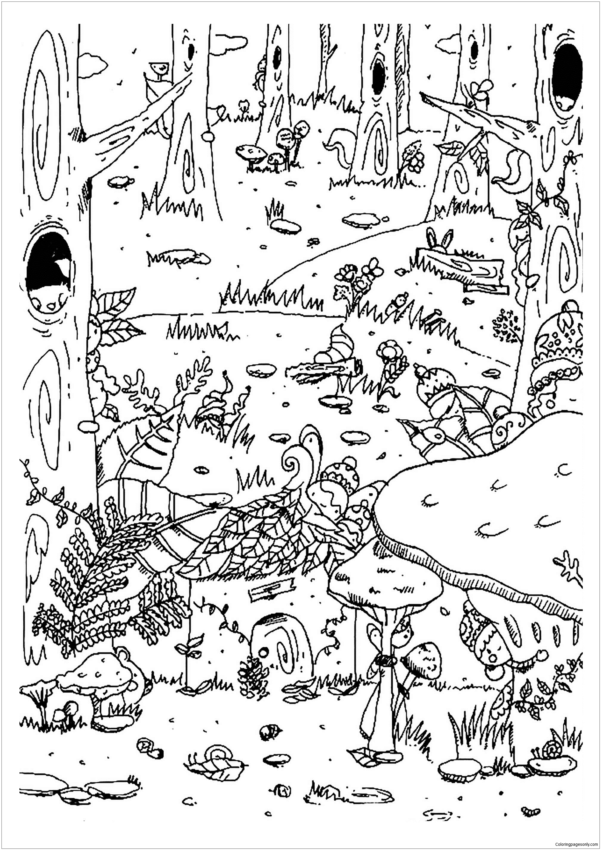 31 Enchanting Forest Coloring Pages Printable 24