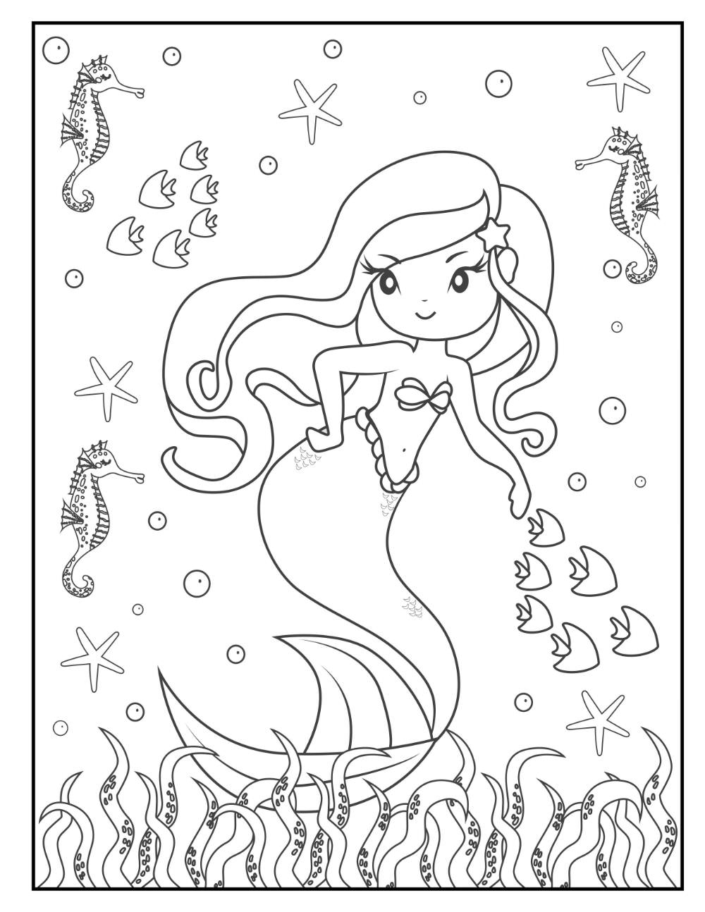 31 Fun Mermaid Coloring Pages Kids Printable 1