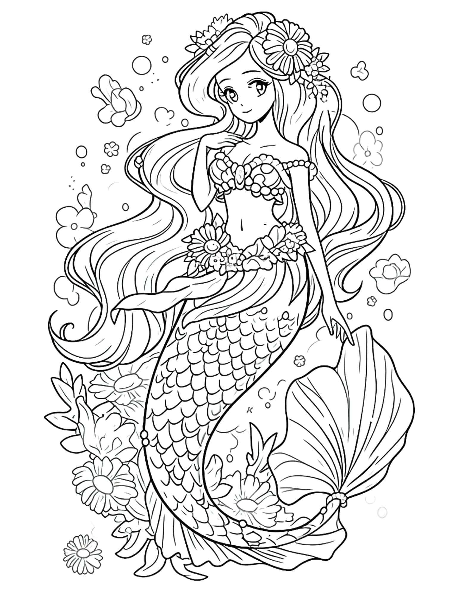 31 Fun Mermaid Coloring Pages Kids Printable 13