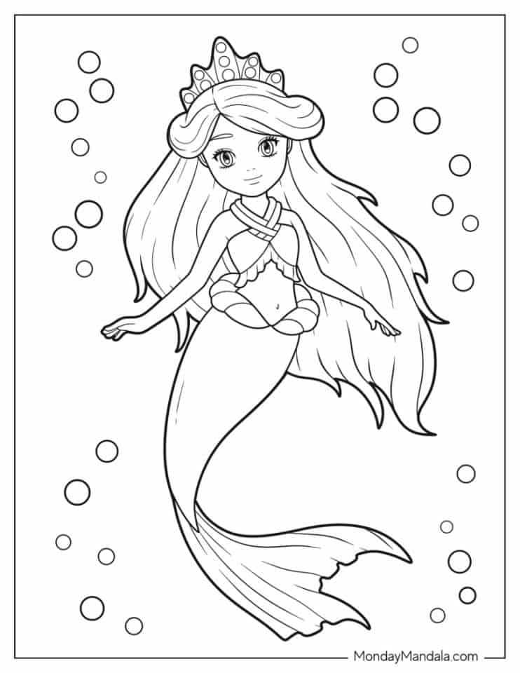 31 Fun Mermaid Coloring Pages Kids Printable 28