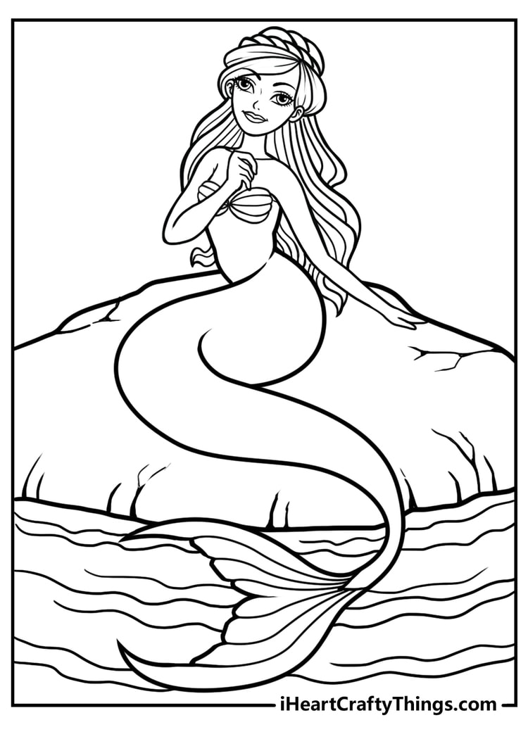 31 Fun Mermaid Coloring Pages Kids Printable 3