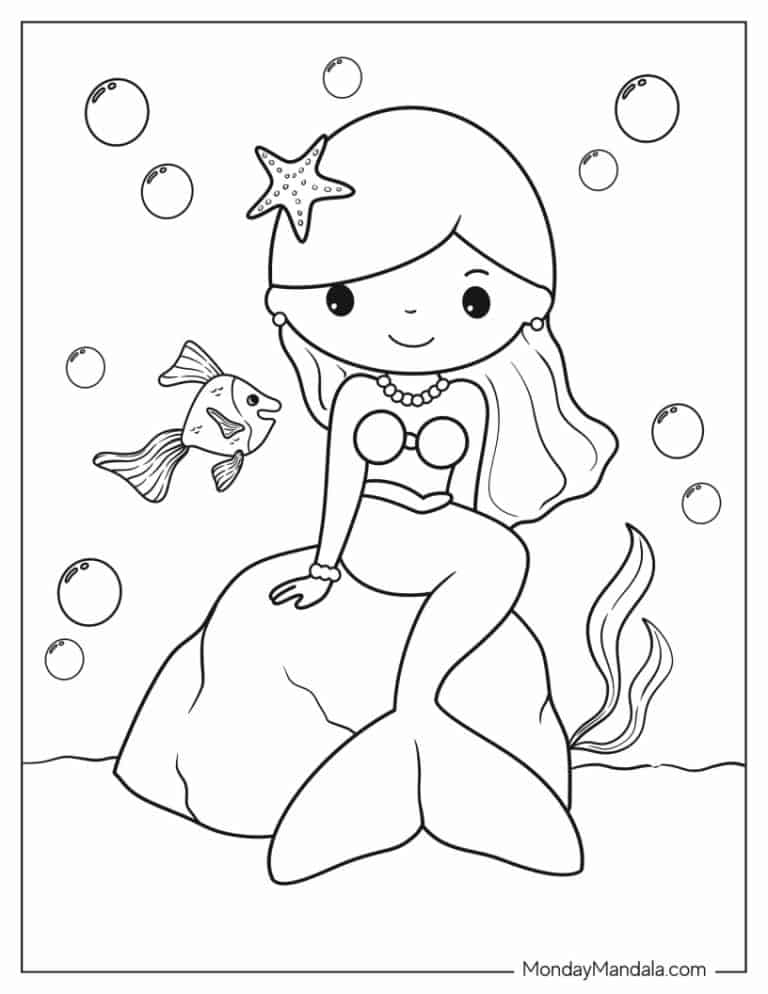 31 Fun Mermaid Coloring Pages Kids Printable 4