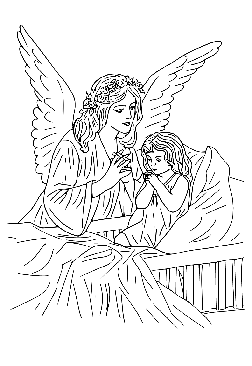 32 Angelic Angels Coloring Pages Printable 5