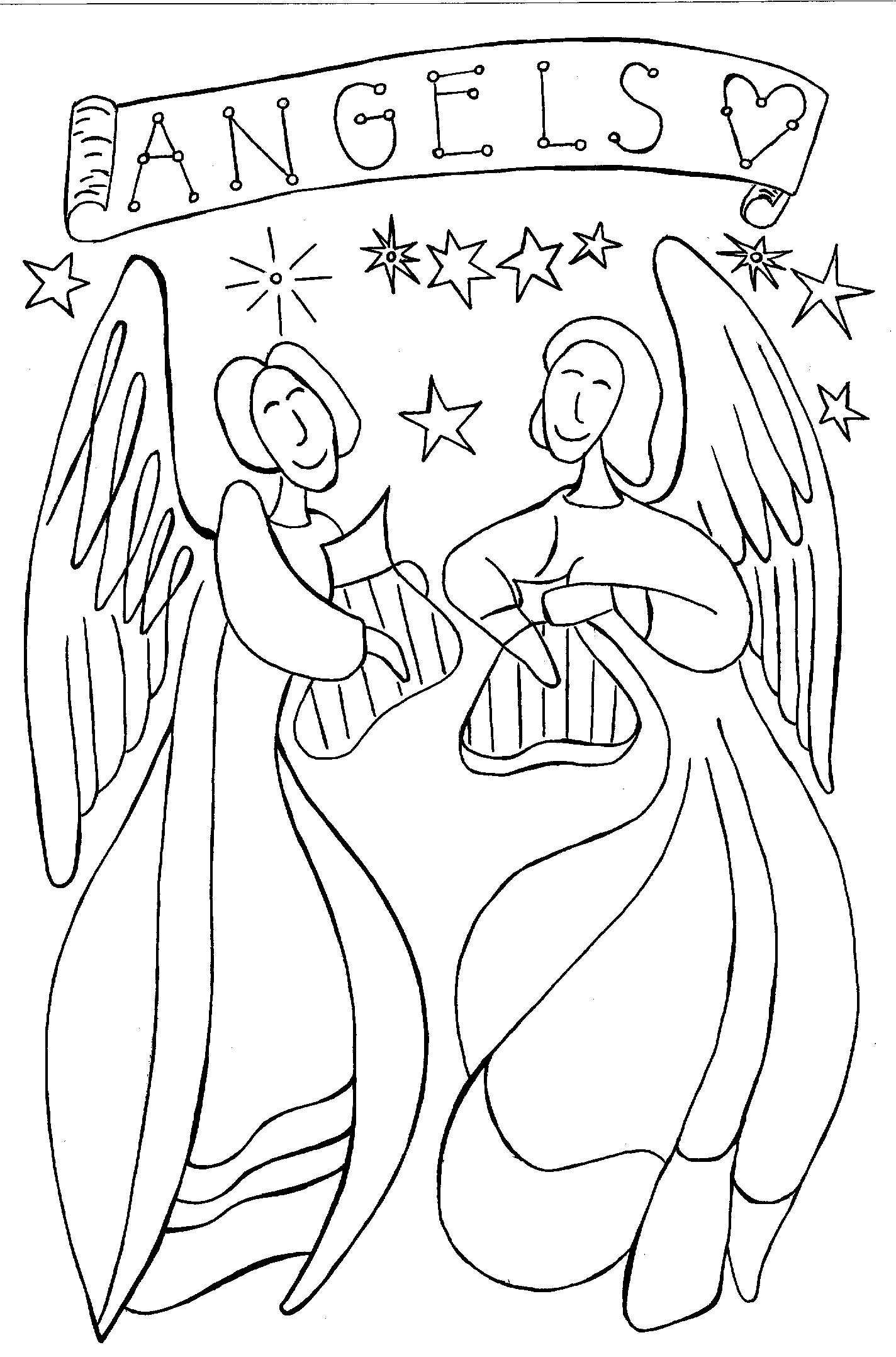 32 Angelic Angels Coloring Pages Printable 9