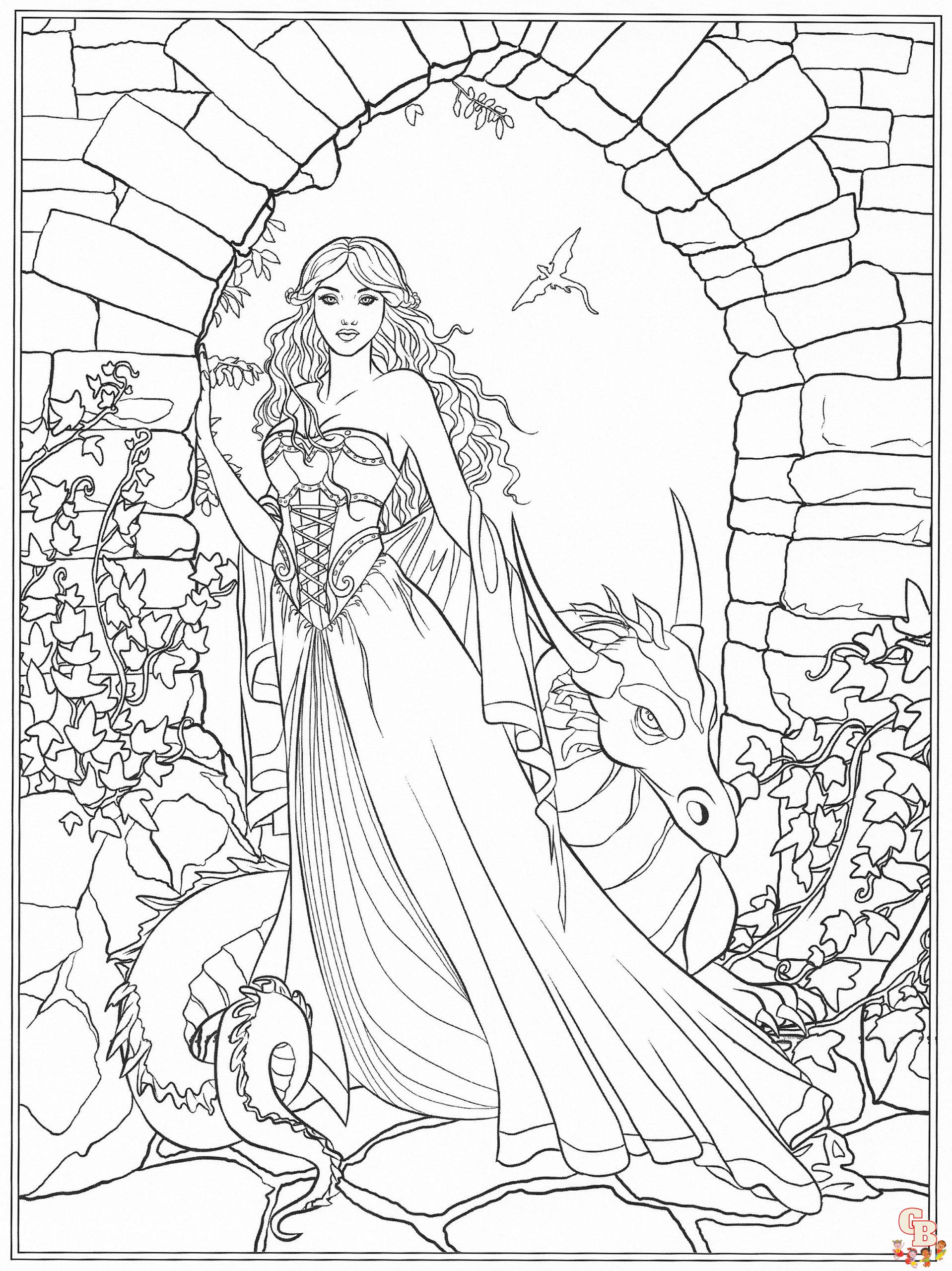 32 Easy Fantasy Coloring Pages Printable 1